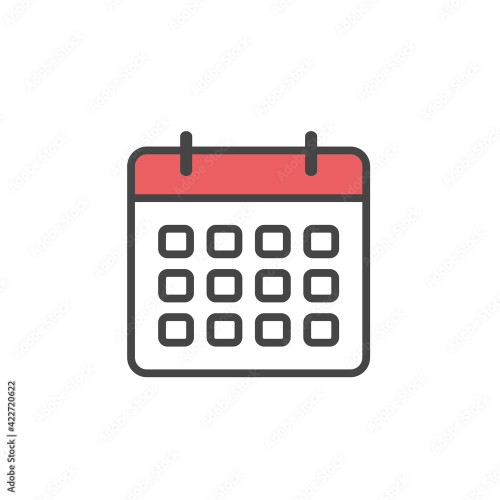 Calendar icon isolated on white background. Planning concept. Holidays and important meetings. Vector illustration Calendar icon isolated on white background. Planning concept. Holidays and important meetings. Vector illustration