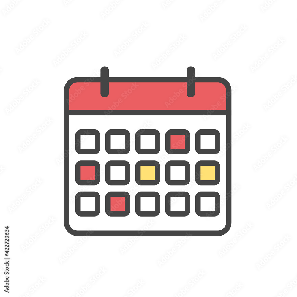 Calendar icon with celebrated holidays or important appointments. Planning concept. Vector illustration Calendar icon with celebrated holidays or important appointments. Planning concept. Vector illustration