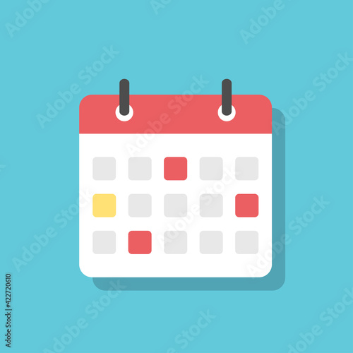 Calendar icon with celebrated holidays or important appointments. Planning concept. Vector illustration