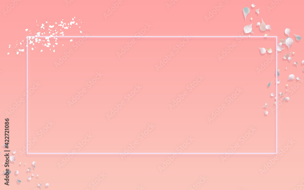 gradient background with sakura petals and frame in the center with plenty of space gradient background with sakura petals and frame in the center with plenty of space