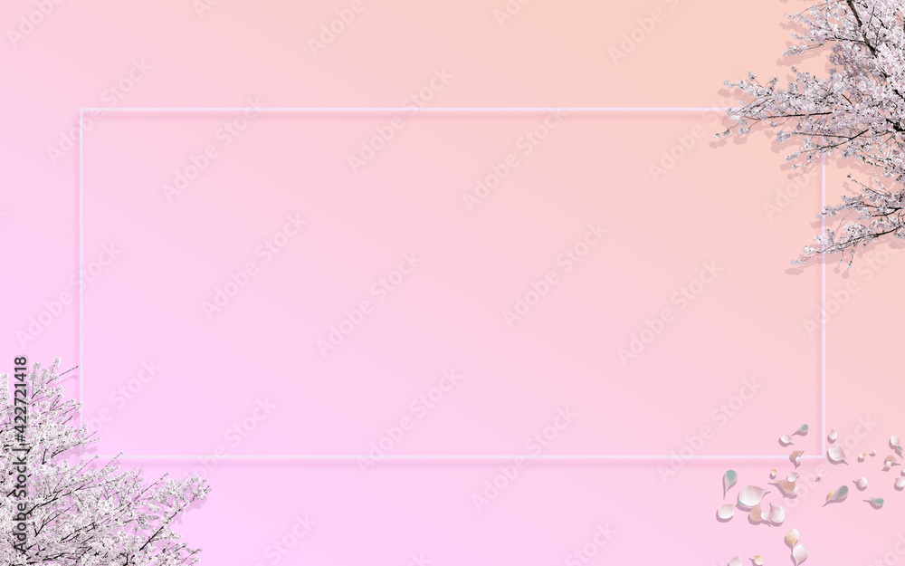 gradient background with sakura petals and frame in the center with plenty of space gradient background with sakura petals and frame in the center with plenty of space