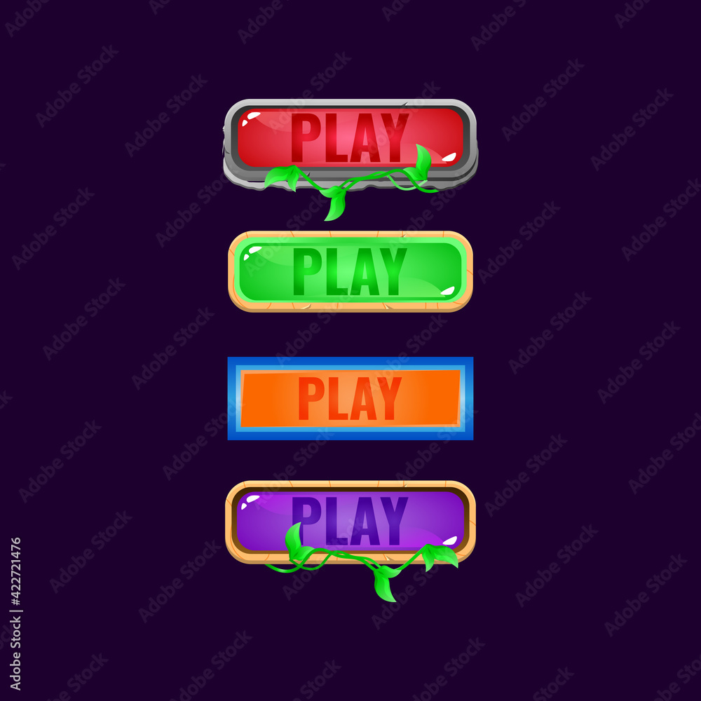 set of game ui colorful jelly button with various border for gui asset elements vector illustration set of game ui colorful jelly button with various border for gui asset elements vector illustration