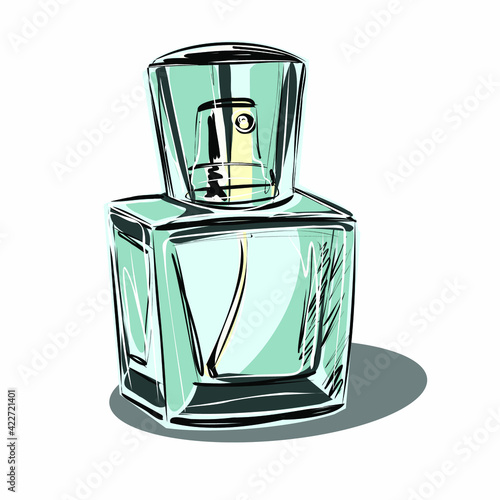 Bottle of perfume. Eau de Toilette. Cosmetics store. Spa advertisement. Set of vector isolated images of perfumery.
