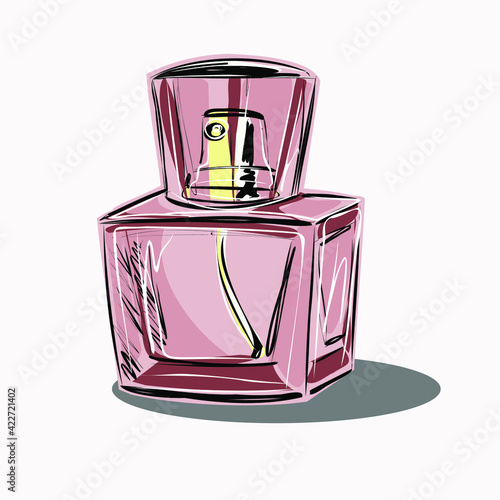 Bottle of perfume. Eau de Toilette. Cosmetics store. Spa advertisement. Set of vector isolated images of perfumery.