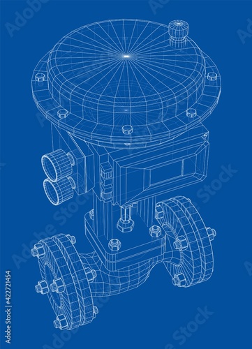 Valve with automatic electro-actuated. Vector