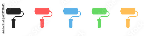 Set of silhouettes of paint rollers isolated on a white background. Vector illustration