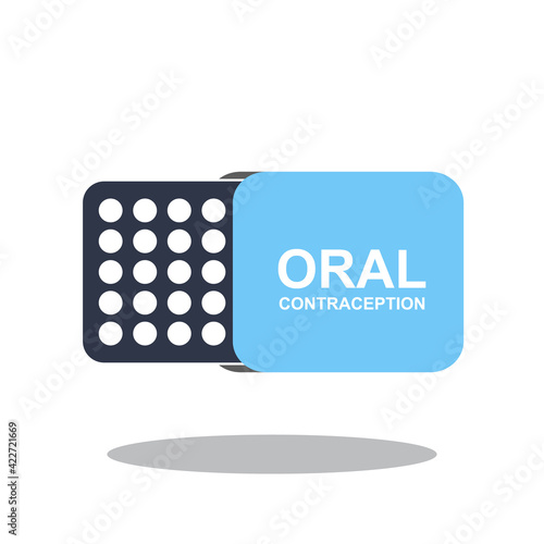 Oral Contraceptive Pills Icon, Birth Control Blister Symbol