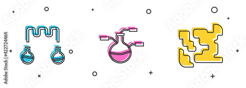 Set Test tube and flask, and Gaseous icon. Vector