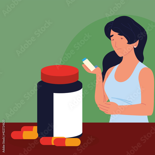 asthmatic woman inhaler