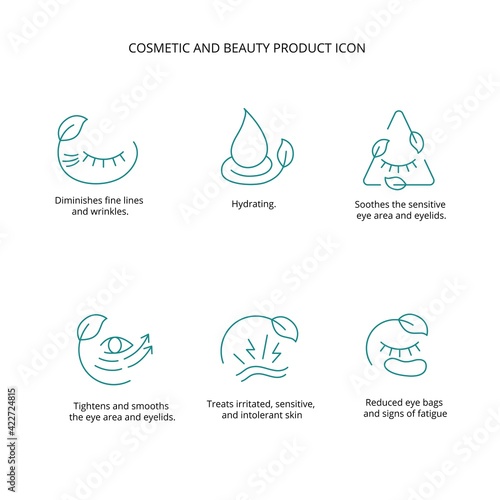 Cosmetic and beauty product icon set for web, packaging design. Vector stock illustration isolated on white background. EPS10