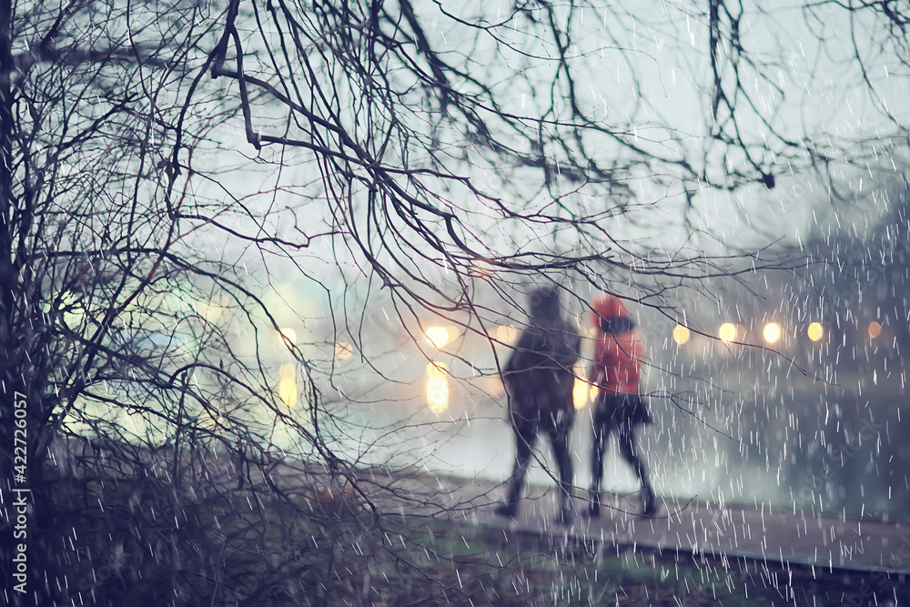 Fototapeta premium background autumn park weather evening, walk in seasonal weather november city
