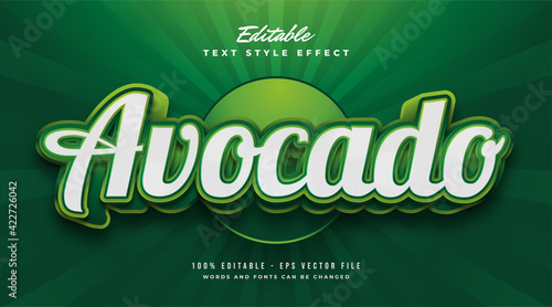 Green Avocado Text Style with 3D and Embossed Effect. Editable Text Style Effect