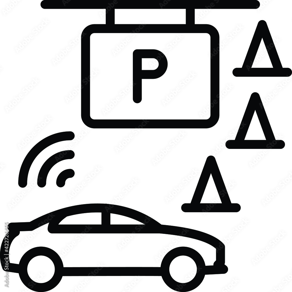 autopilot car parking Concept, self driving car with tarffic cones ...