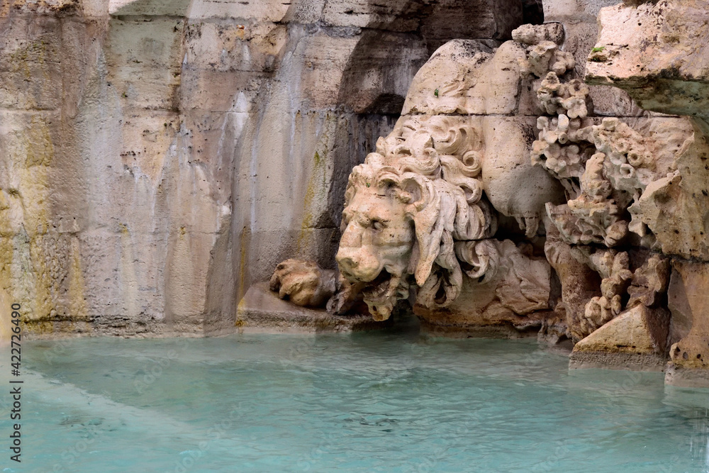 lion - detail of Fountain of the Four Rivers (Fontana dei Quattro Fiumi, Bernini) - Rome, Italy