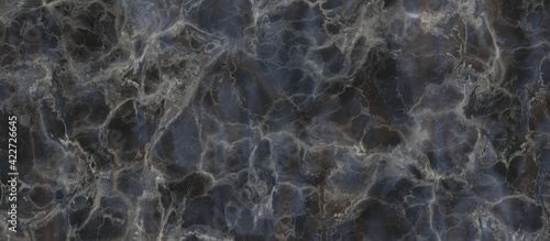 Marble stone texture background.Dark blue gray marble  with white veins.