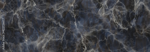 Marble stone texture background.Dark blue gray marble  with white veins.