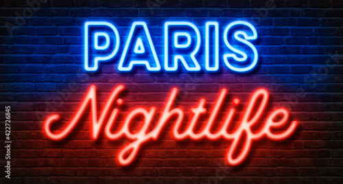 Neon sign on a brick wall - Paris Nightlife