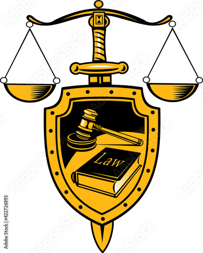 justice - shield, sword and scales