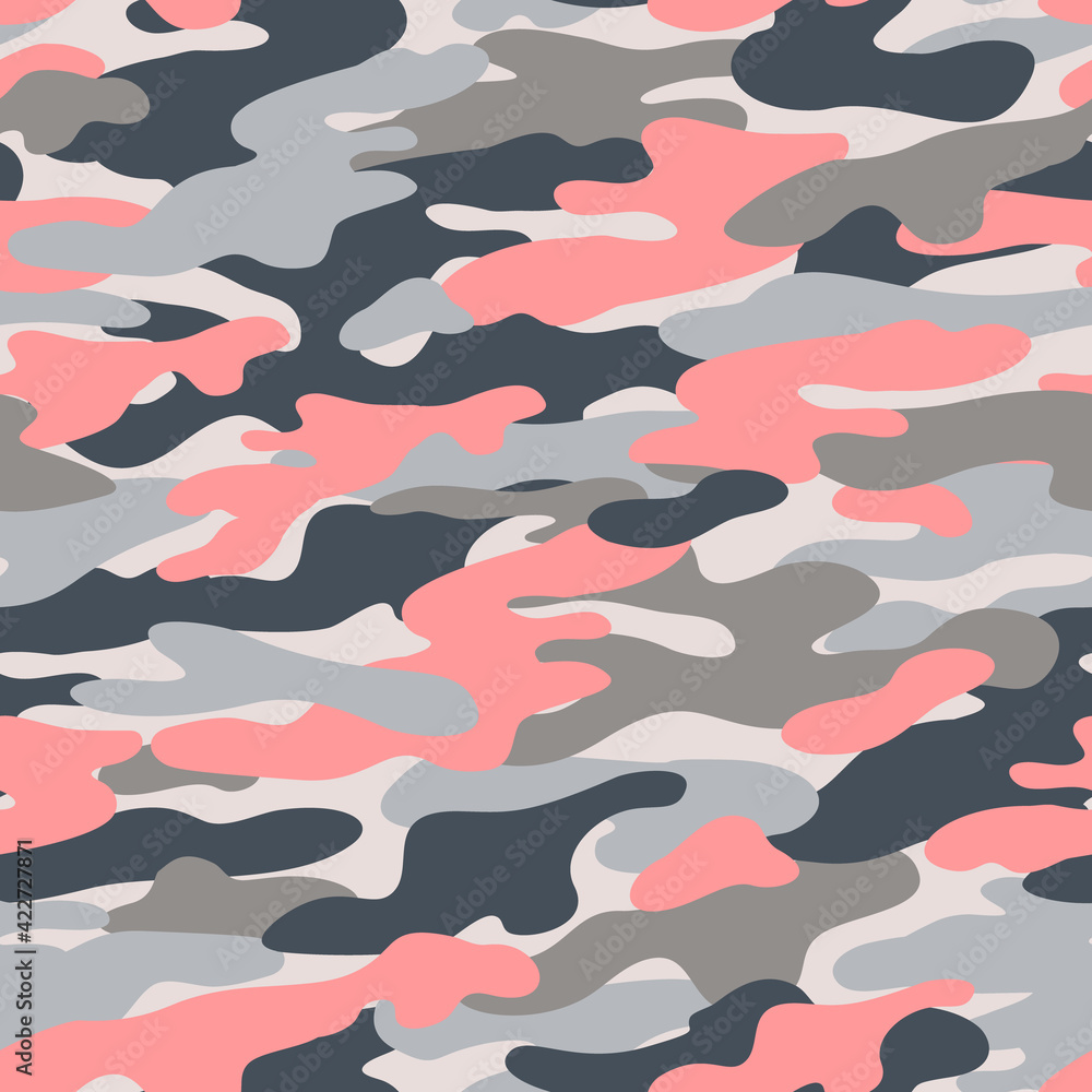 Abstract camouflage seamless pattern. Camo background, natural curved wavy shapes, forms