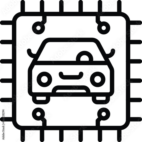 Self driving program chip Concept, central control unit Vector Icon Design, Autonomous driverless vehicle Symbol, Robo car Sign, Automated driving system stock illustration