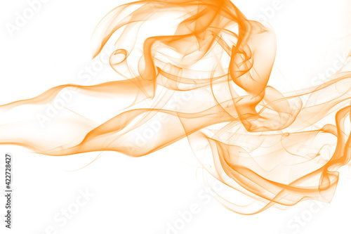 Orange smoke abstract on white background. yellow ink water color