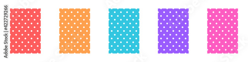 Patterns with polka dots of different colors isolated on white background. Dot pattern set. Vector illustration.