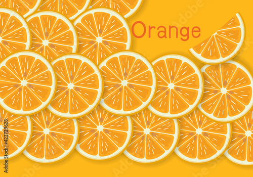 Isolated citrus slices fresh fruits cut in half orange on orange background. Vector Illustration Design.