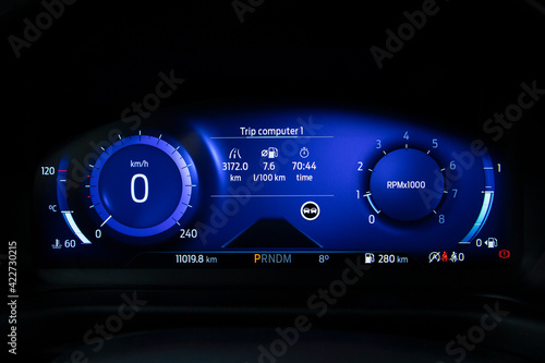 car dashboard and speedometer, odometer photo
