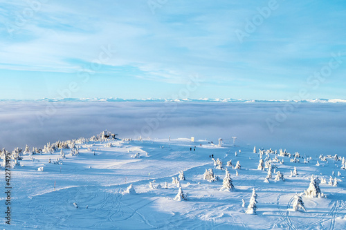 Aerial view of ski resort Hafjell in Norway photo