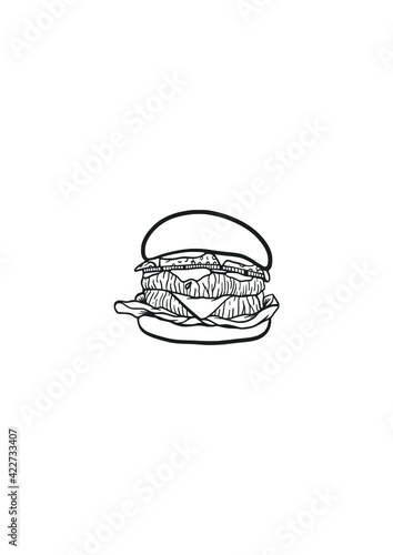 hand drawn illustration of a burger. vector, icon