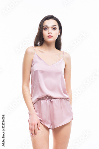 Beautiful young woman. Comfortable sleepwear, home relaxation and female fashion concept.