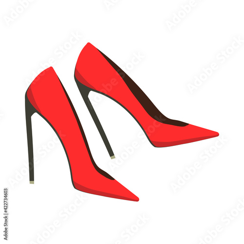 vector illustration of red classic high-heeled shoes