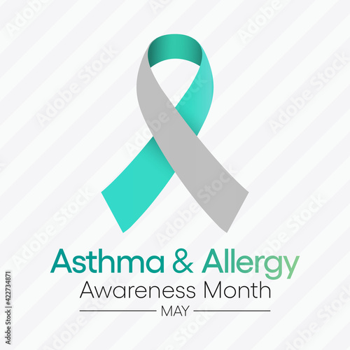 Vector illustration on the theme of asthma and allergy awareness month observed each year in May. people may have allergic asthma if they have trouble breathing during allergy season.