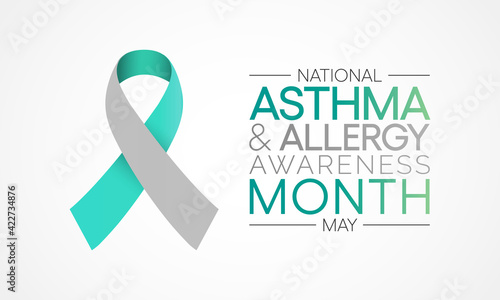 Vector illustration on the theme of asthma and allergy awareness month observed each year in May. people may have allergic asthma if they have trouble breathing during allergy season.