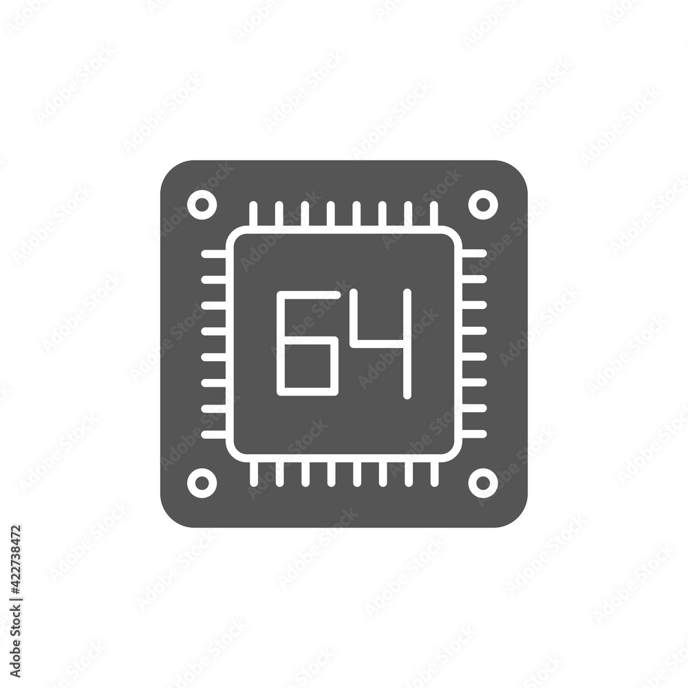 Microchip icon isolated on white background. 64 bit processor symbol modern, simple, vector, icon for website design, mobile app, ui. Vector Illustration Microchip icon isolated on white background. 64 bit processor symbol modern, simple, vector, icon for website design, mobile app, ui. Vector Illustration