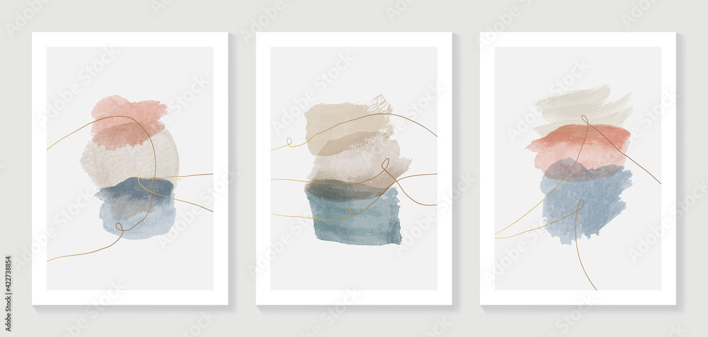 Abstract art background vector. Modern gold shape line art wallpaper. Minimalist hand painted illustrations with watercolor stain texture for home deco, wall art, Social media story background. Abstract art background vector. Modern gold shape line art wallpaper. Minimalist hand painted illustrations with watercolor stain texture for home deco, wall art, Social media story background.