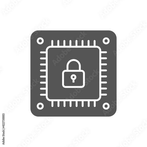 CPU icon isolated on white background. Lock symbol modern, simple, vector, icon for website design, mobile app, ui. Vector Illustration