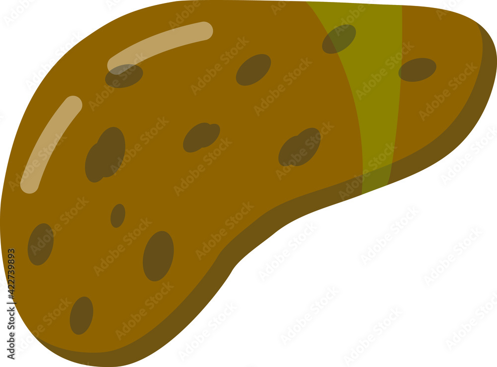 Drawing about a sick human liver. Drawing in flat design. Drawing about a sick human liver. Drawing in flat design.