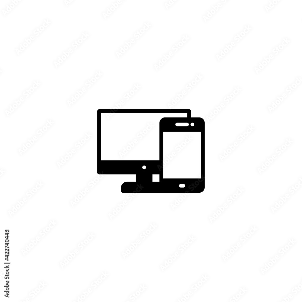 computer with mobile phone icon vector for web, computer and mobile app computer with mobile phone icon vector for web, computer and mobile app