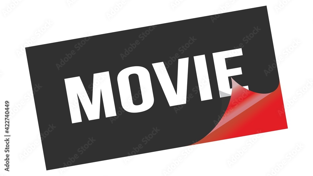 MOVIE text on black red sticker stamp. MOVIE text on black red sticker stamp.