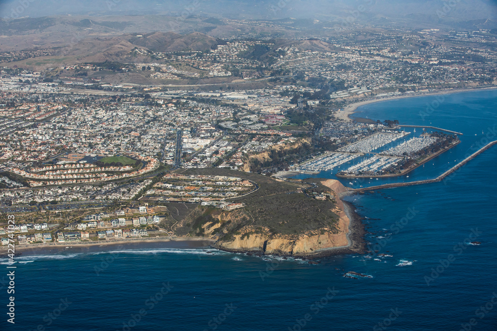 Afternoon aerial view of the city of Dana Point, California, USA.