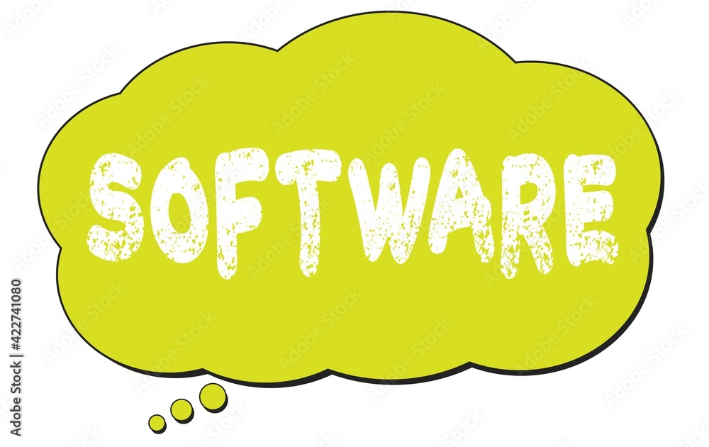 SOFTWARE text written on a light green thought bubble. SOFTWARE text written on a light green thought bubble.