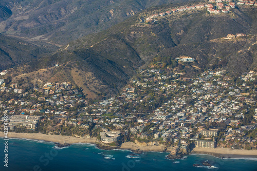 Afternoon aerial view of the Orange County coastal city of Laguna Beach, California, USA.