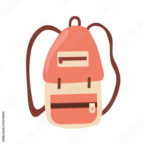 Travel backpack isolated on white background. Element for tourism. Summer vector illustration.