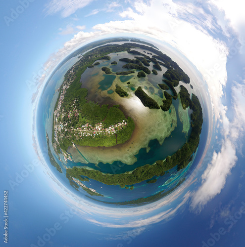 Tropical islands and lagoon of Palau inside bubble