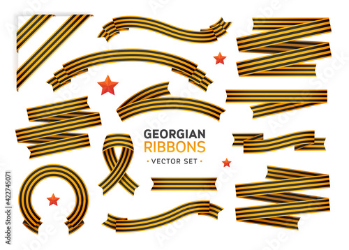 Striped victory Saint George ribbon isolated on white background. Vector illustration. May 9 Russian holiday victory. Happy Victory day