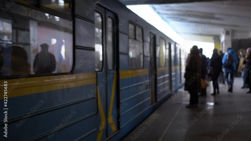 Subway Metro Underground Unrecognizable People waiting railway carriage Slow motion. High quality FullHD footage Subway Metro Underground Unrecognizable People waiting railway carriage Slow motion. High quality FullHD footage