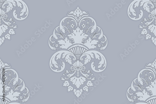 Damask seamless pattern element. Vector classical luxury old fashioned damask ornament, royal victorian seamless texture for wallpapers, textile, wrapping. Vintage exquisite floral baroque template.