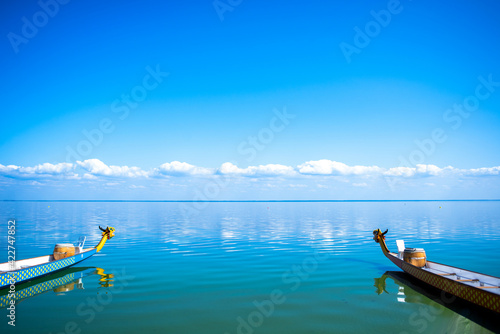 Kayak. The Dragon. Relaxation. Sport. The sun. Blue sky.  Scenery.  Sea. Ocean. Blue water. © Artem