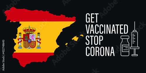 vaccination time, healthcare concept background, banner. Coronavirus Concept With  spain Flag.